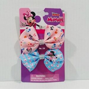 Disney Minnie Mouse 2 piece Hair Clip Bows - Pink & Blue